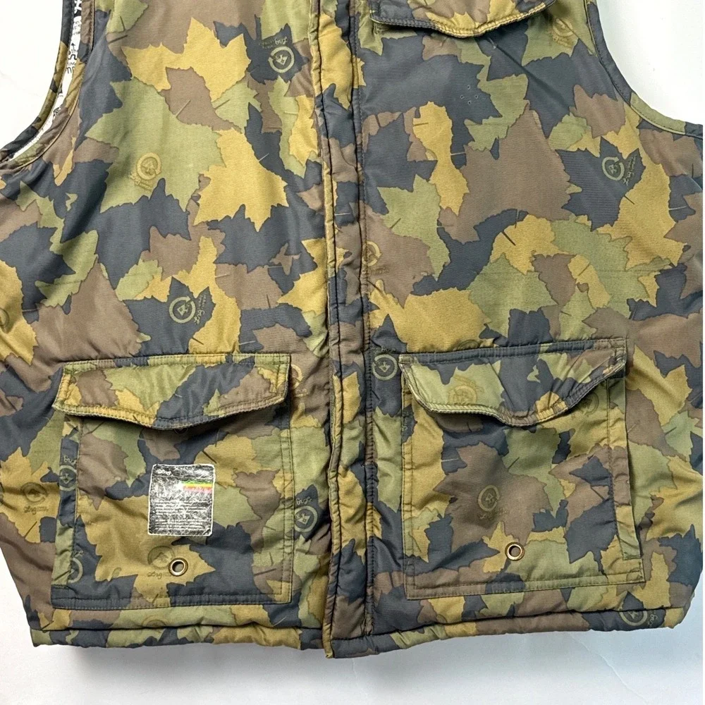 LRG Lifted Research Group Mens Camo‎ Leaf Puffer Vest Green Brown 2XL